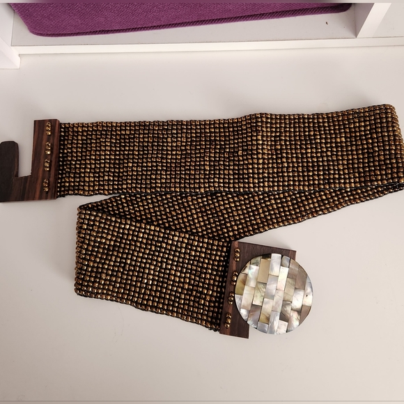 Accessories - Beaded Mother of Pearl Belt NWOT